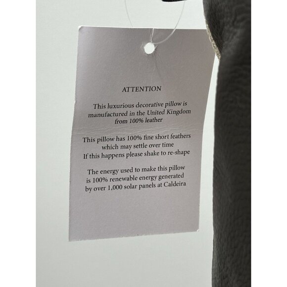 Caldeira Brown Leather Feathers Filled Throw Pillow U.K Made 22”x15” - Picture 6 of 12